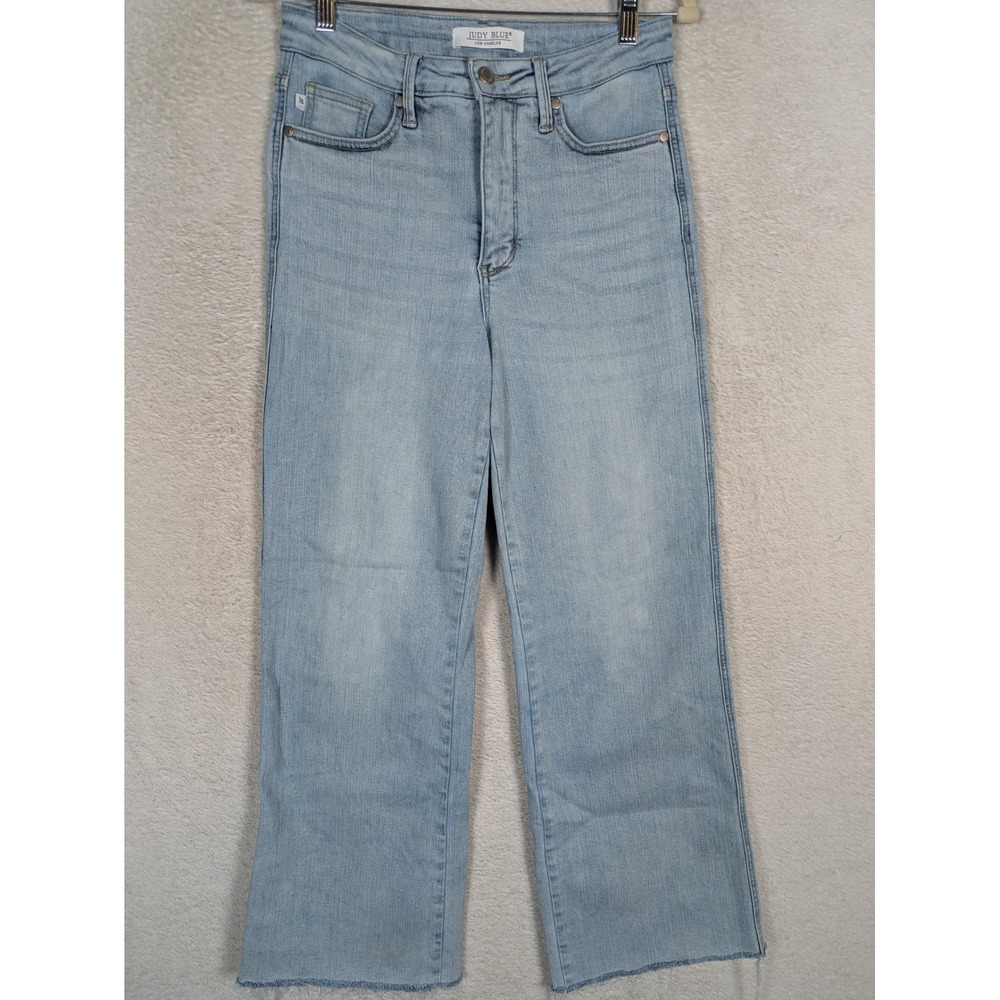 Judy Blue Jeans Women's 5/27 Light Wash High Rise Raw Hem Straight JB88576